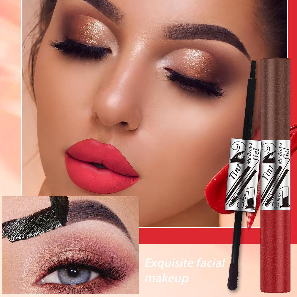 Двусторонний отслаивающийся гель для бровей, тинт для губ, натуральные дикие брови, стойкий оттеночный цвет, 3D-эффект