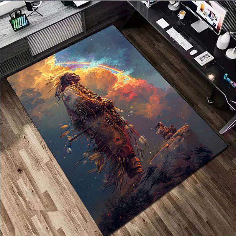 1Pc Native American Rug - Home carpet Office Decorative Carpet For Living Room Bedroom Door Mat Floor Rug Computer Chair Area Rug