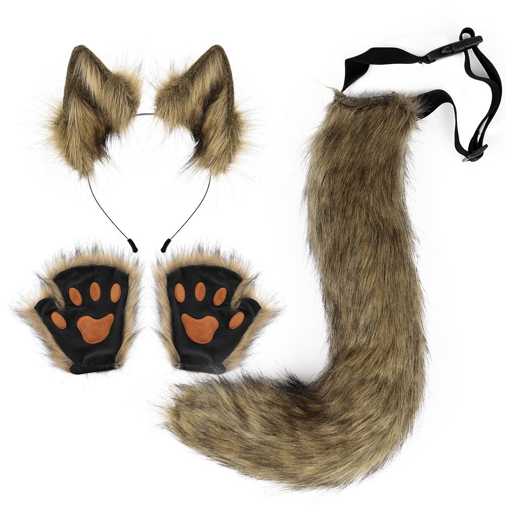 Simulation Claw Plush Fox Ears Hairband Beastly Ears Beastly Tail Paw Cosplay Party Accessory Adult Toy Girls Cosplay Headwear
