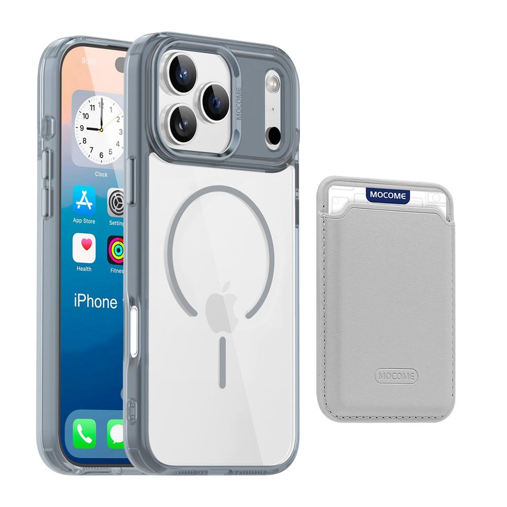 KEYSION Магнитный PU держатель для карт Сумка Чехол для телефона для MagSafe для iPhone 17 Pro Max 17 Air Прозрачная ТПУ+ПК Противоударная задняя крышка