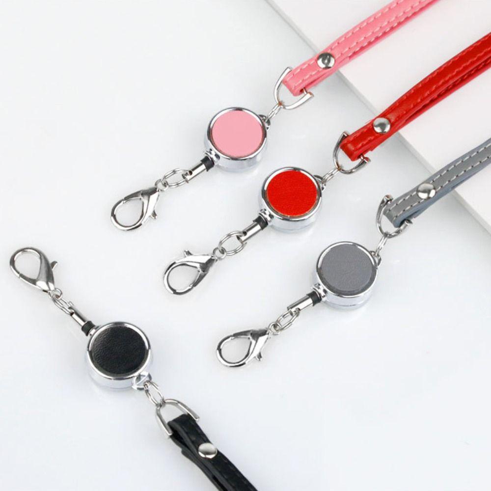 Leather Lanyards Telescopic Sling Bright Colors ID Badge Holder Office School