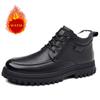 Модные брендовые мужские короткие ботинки из натуральной кожи, зимняя хлопковая обувь, мужские ботильоны, плюшевые, морозостойкие деловые ботинки