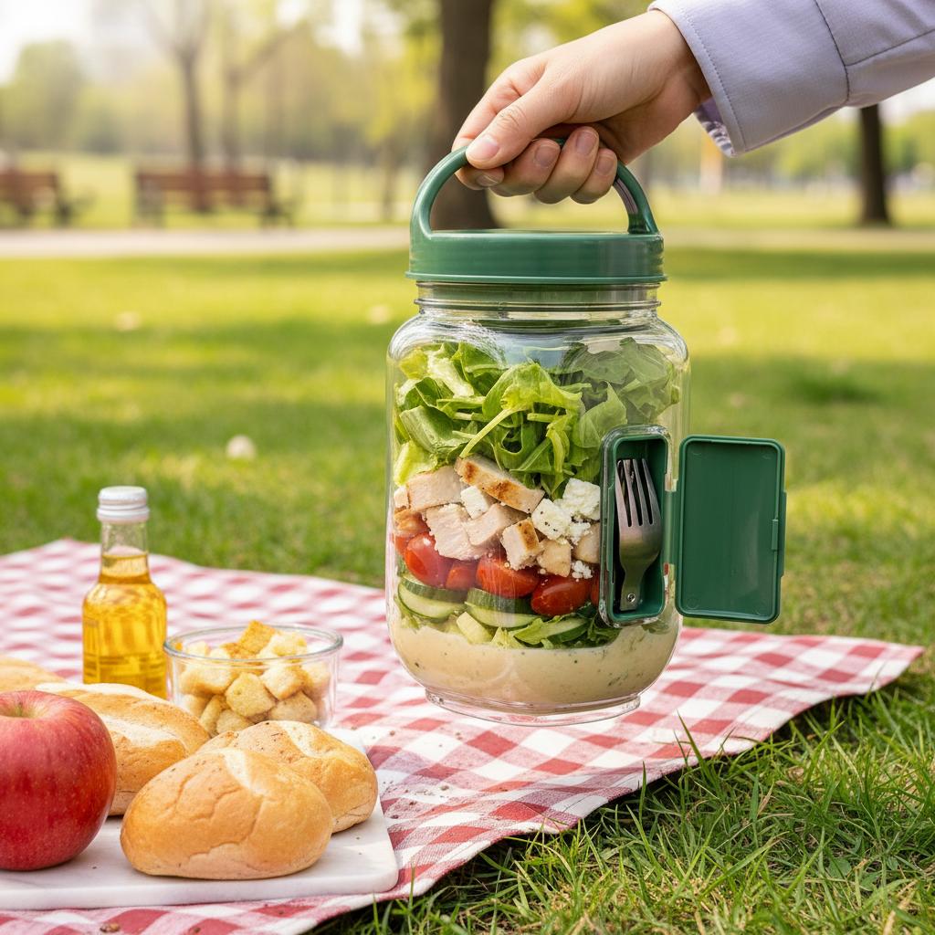 Salad Storage Jars Food Grade Sealed Containers For Kitchen Use With Stackable Design