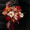 Свадебный букет из красных роз - Свадебные симуляционные цветы в стиле Нового леса для фотореквизита