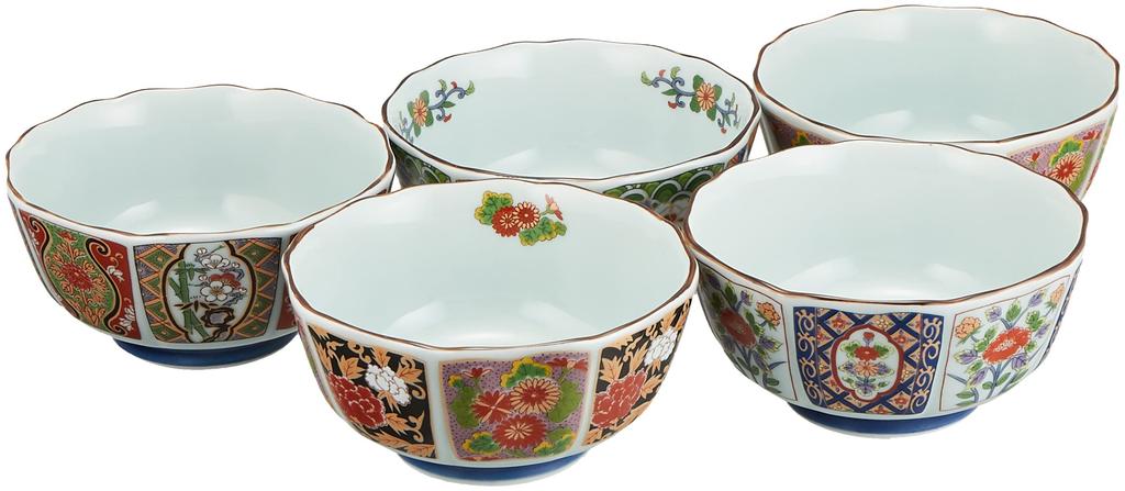 Tableware Nishiki Japanese Bowl X5pcs and Plate X5pcs Set Ko-Imari Set, Porcelain/Size(cm) 12x5.6, 11.3x2/No099994