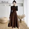 Mori Girl Autumn Winter Women Woolen Sundress Khaki Blue Green Woolen Tank Dress Wool Englant Sleeveless Thick Warm Dress