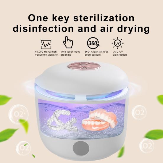 Ультразвуковой очиститель фиксаторов 45 кГц 180 мл портативный протез брекеты каппа выравниватель УФ-очиститель домашняя машина для чистки вставных зубов