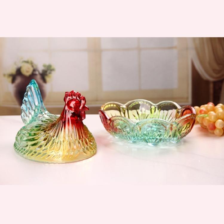 Хрустальная стеклянная банка для конфет в форме курицы, конфетница с крышкой, десертная тарелка, конфетница, декоративная миска для закусок с крышкой, подарок