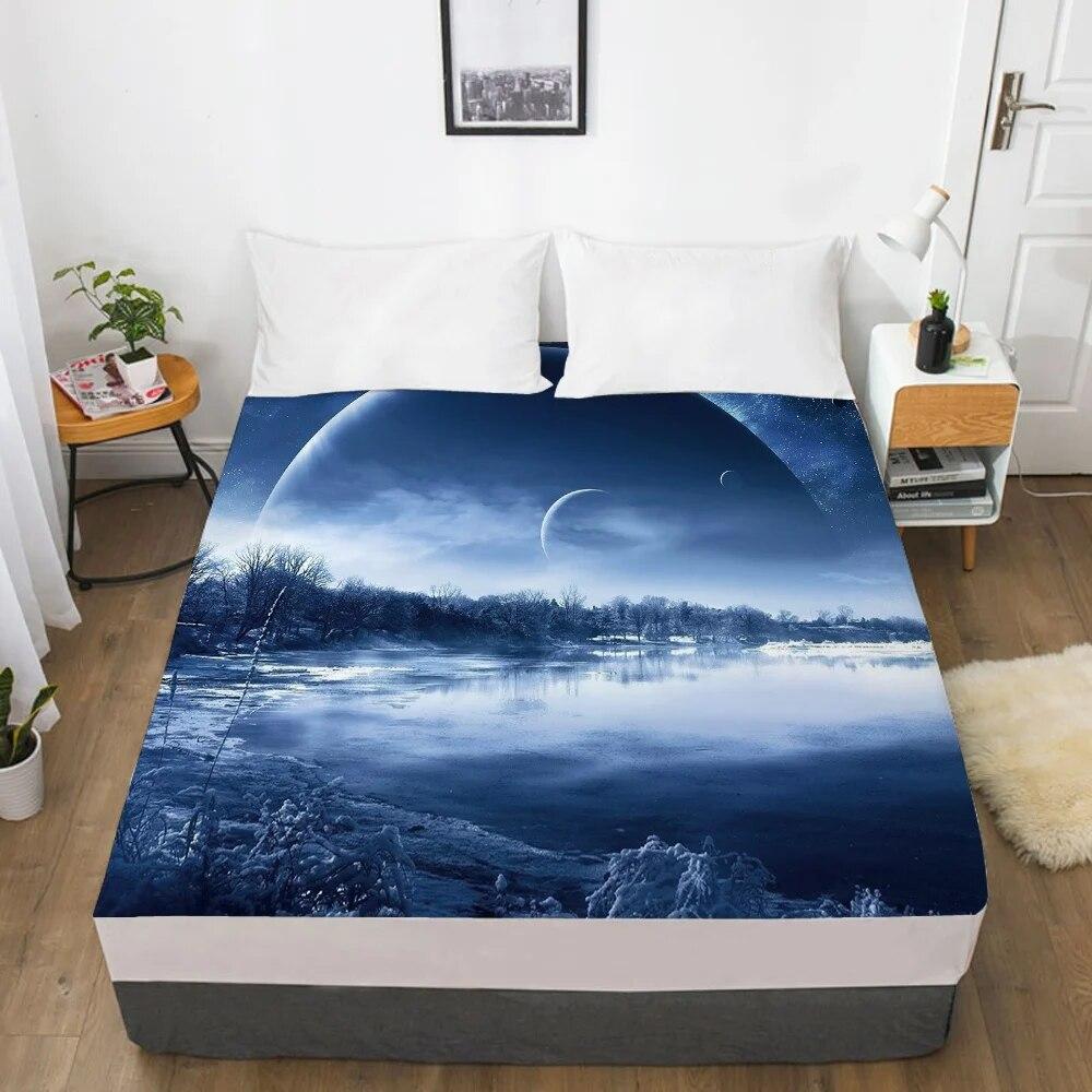 Простыня Galaxy на резинке 150x200/180/200/160*200 Наматрасник Чехол на кровать Черная земля