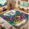 Floral Garden Theme Soft Crystal Velvet Rug Custom Name & Text Print Non Slip Floor Rug for Bedroom Living Room