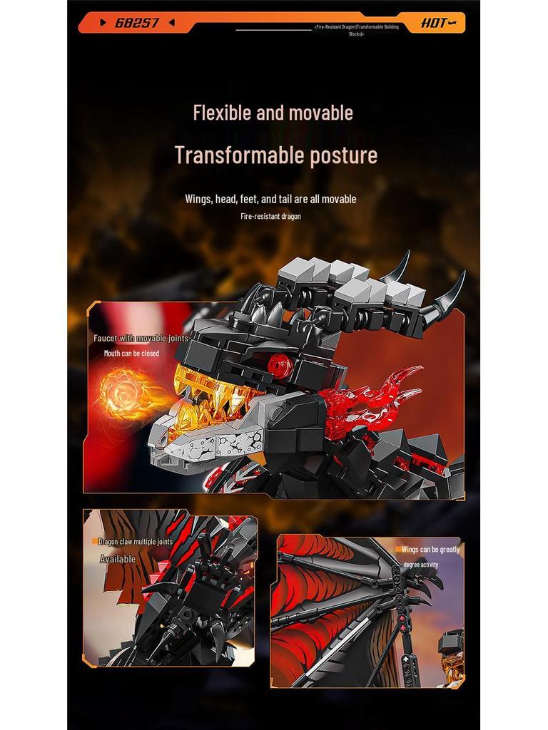 Leyi 68257-8 Ice & Fire Dragon Mecha Dinosaur Educational Building Block Model for Kids