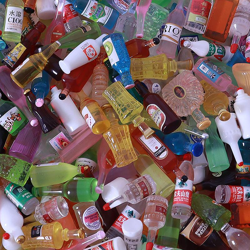 10 шт., мини-кукольный домик, бутылка для вина, напитков, кукольный домик, кухонные украшения, аксессуары, игрушка для ролевых игр для детей, подарки