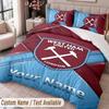 West Ham United FC Printed Bedding Set Custom Name Text 1 Duvet Cover 2 Pillowcases For Bedroom