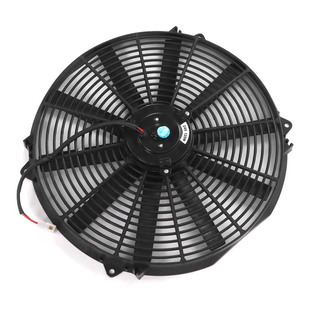 24V 16-inch Universal Slim Push-Pull Electric Radiator Cooling Fan, 120W, for Cars, Trucks, and RVs