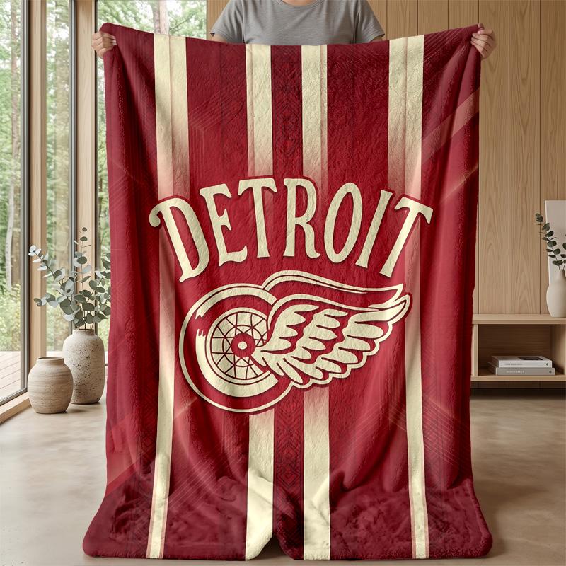 Detroit Red Wings Flannel Fleece Blanket Cozy Warm Throw Blanket For Couch Bed Travel All Season Use