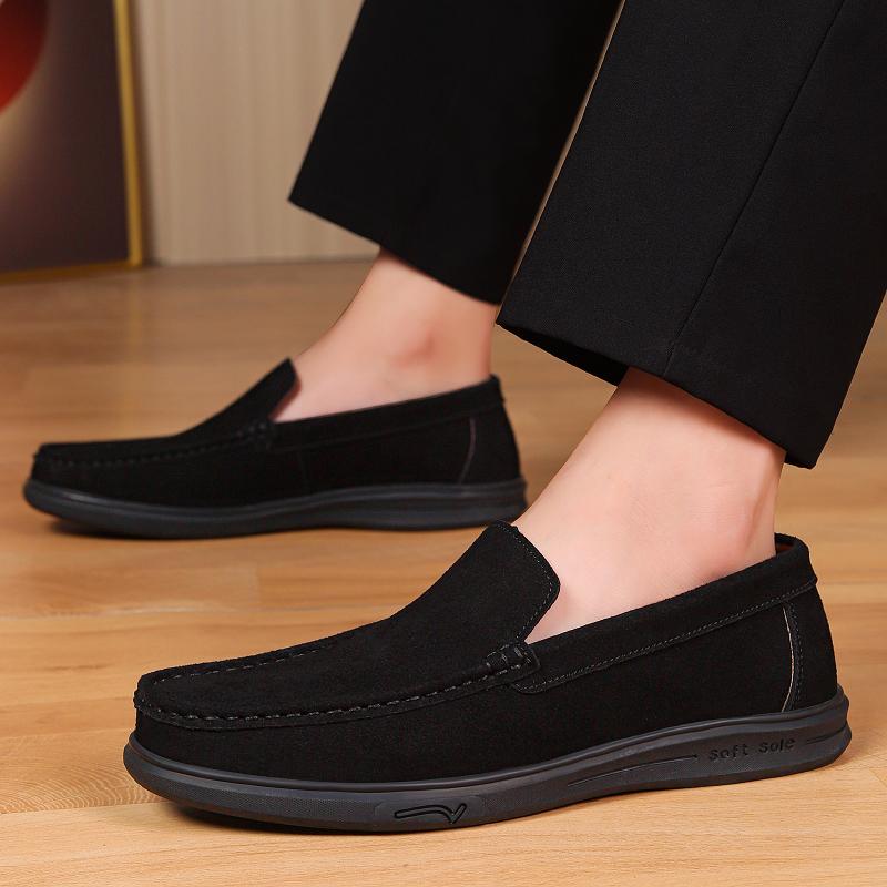 Fashion Handmade Cow Suede Leather Mens Shoes Casual Comfortable Man Slip On Leather Loafers Shoes Men Soft Sole Walking Shoes Moccasins