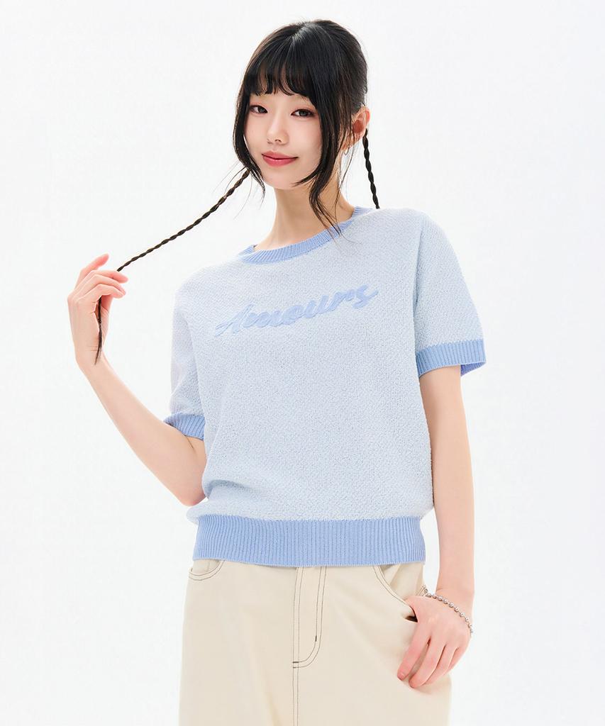 CHASECULT Women'S Embroidered Point Short Sleeve Summer Knit-Fbrg5674D0D
