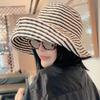 New Japanese Foldable Striped Bucket Hat, Women'S Upf 50+ Summer Sun Hat, Oversized Fisherman Cap Trendy Beach Accessories