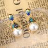 SUYU Jewelry Весна Новые Серьги-сетка с эмалью Имитация жемчуга Капающее масло Серьги в ретро-стиле Женские Подарок для вечеринки Фестиваля