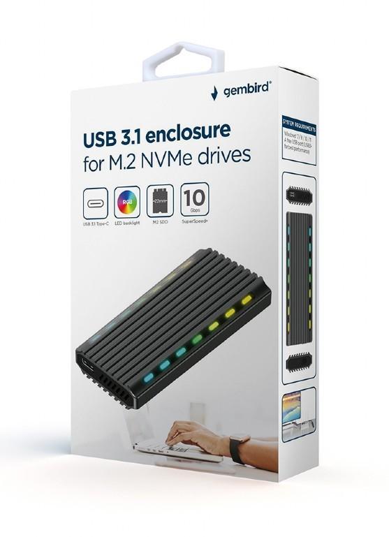 Drive case USB 3.1 enclosure for M .2 NVME aluminum LED USB 3.1