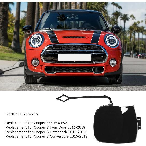 Front Right Bumper Tow Hook Cover, 51117337796 Towing Eye Cover Tow Eye Hook Cover Replacement for F55 F56 F57 S Four Door Hatchback Convertible