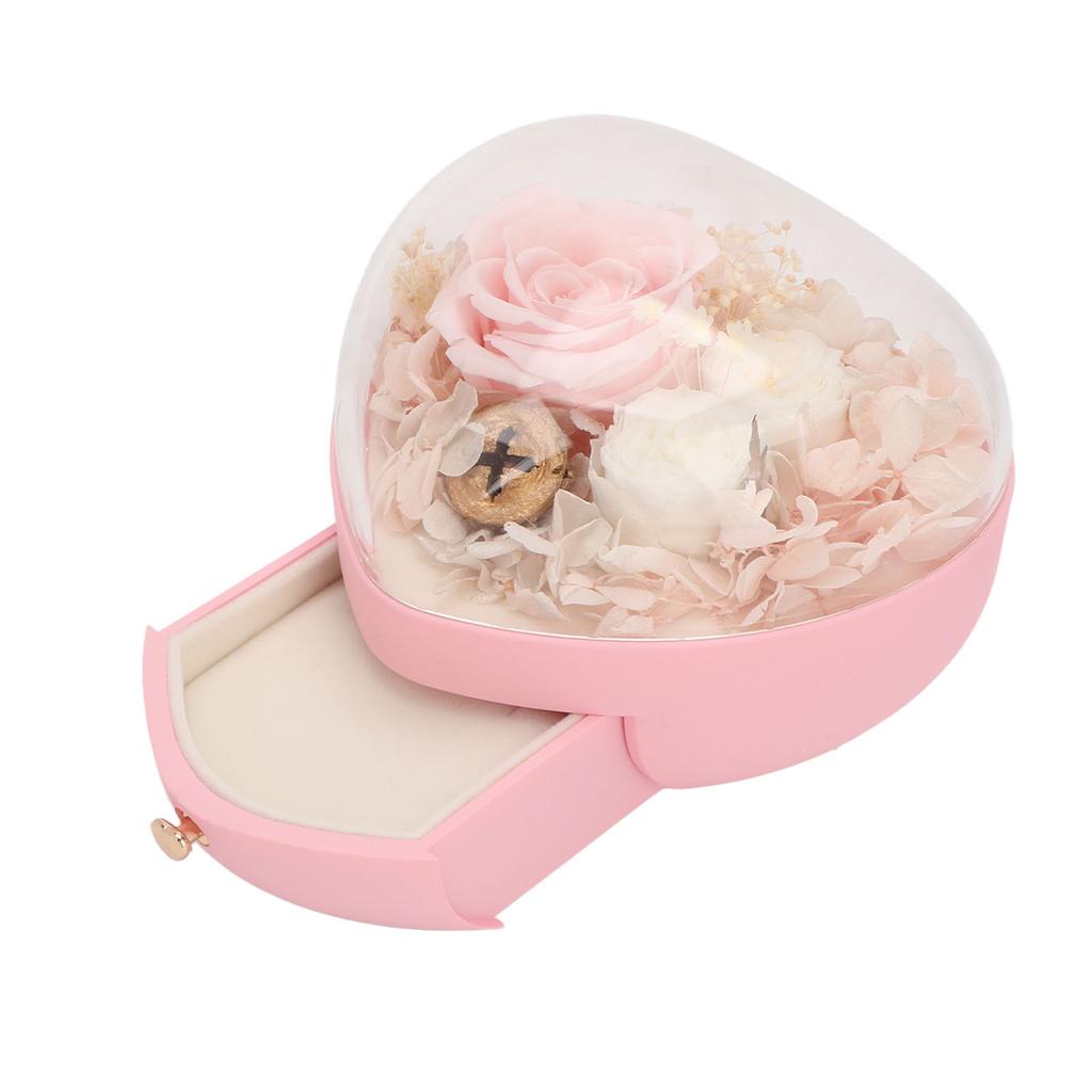 Шкатулка для украшений в форме сердца, свадебная, с сохраненным цветком, для хранения ожерелий и колец, органайзер для женщин