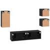 5 Piece TV Cabinet Set Black Oak Effect Wood Based Material