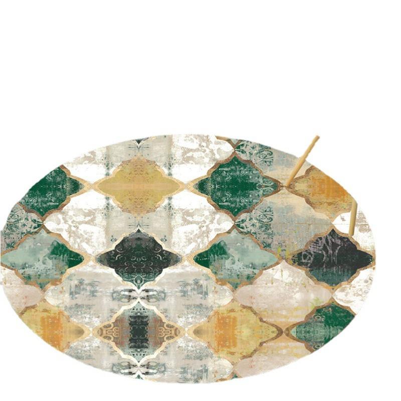 Круглый ковер для гостиной, прикроватный ковер, клетчатый печатный ковер, черно-белый круглый ковер