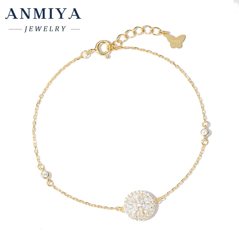 Women's 925 Sterling Silver Trendy Chain & Link Bracelet with Round Blue Devil Eye Zircon Gold Plated for Wedding & Party Gifts