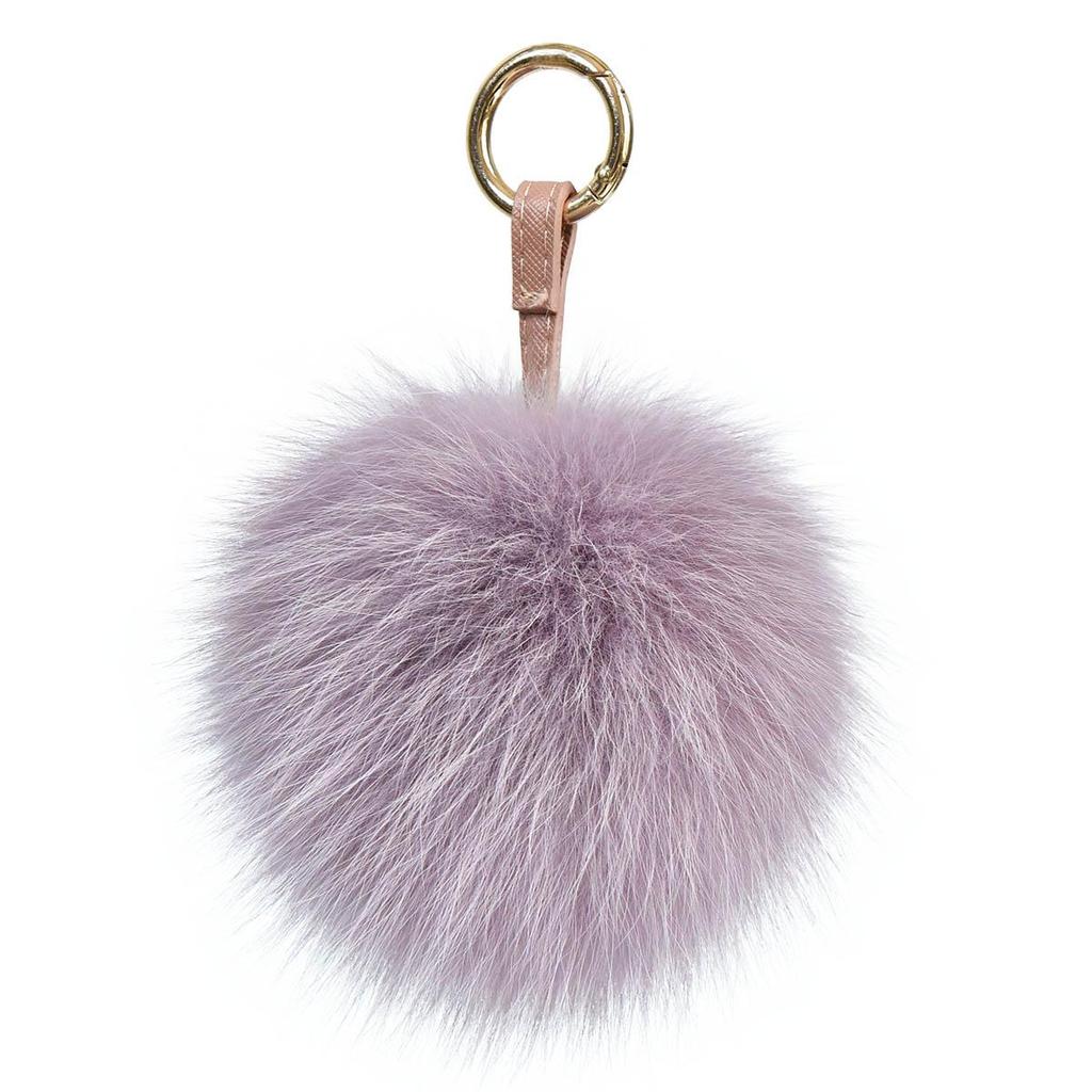 SOMALER Real Fox Raccoon Fur PomPom Keychains Metal Key Ring Recoration for Women Girls