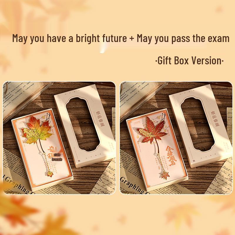 Изысканная металлическая закладка в стиле ретро с листом гинкго - Идеальный культурный подарок для студентов