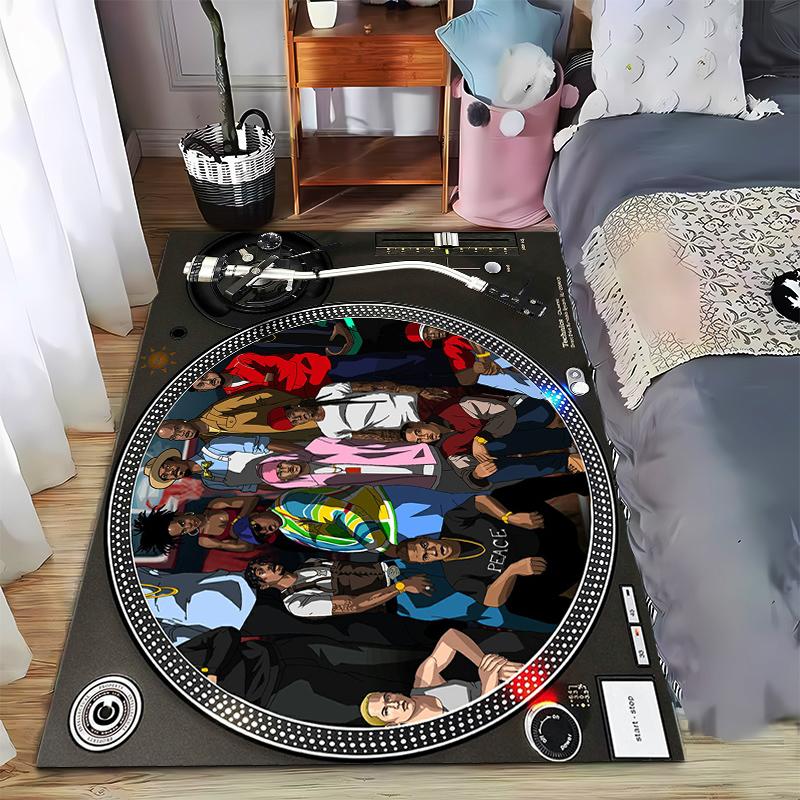 "Hip-Hop Style Cartoon Group with Turntable Design Carpet for Home Decoration" Suitable for use as an anti-slip for room and bedroom sofas