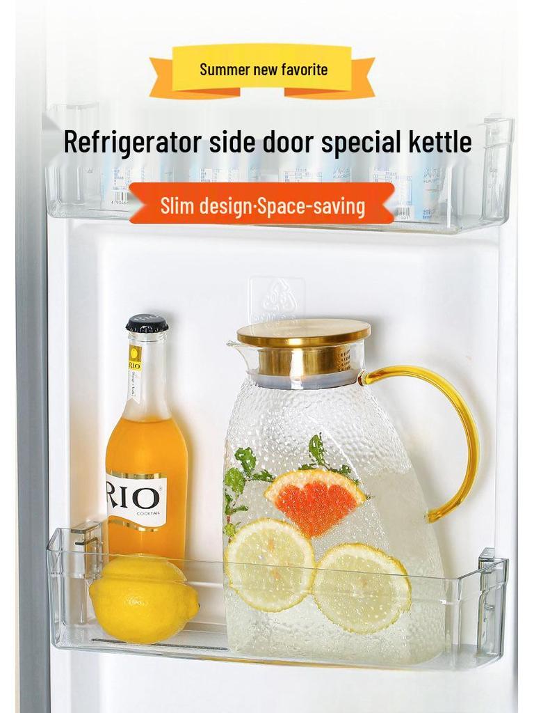 Hammered Textured Glass Pitcher: Large Capacity, Heat-Resistant, High Borosilicate for Cold Water & Juice