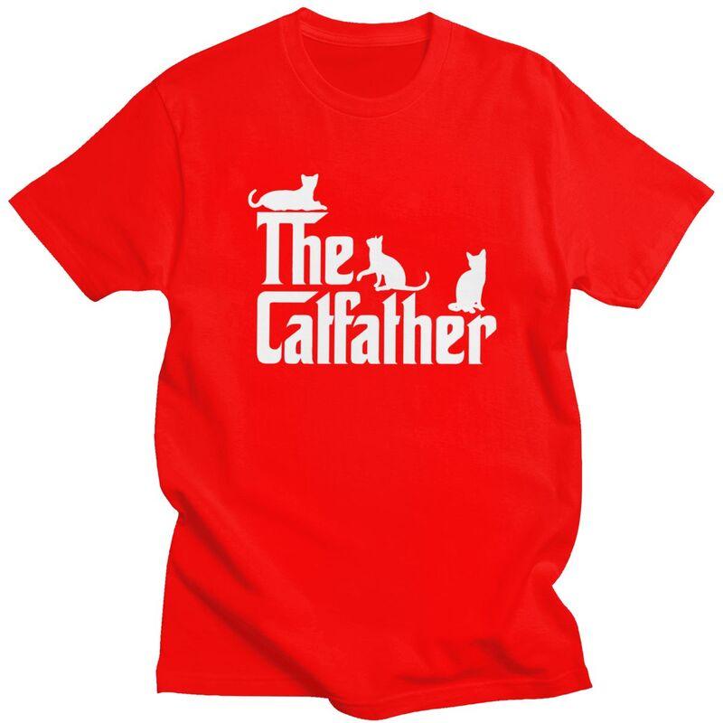 Мужская футболка с коротким рукавом из чистого хлопка с надписью The CatFather Funny Cat Dad, повседневная, уличный стиль