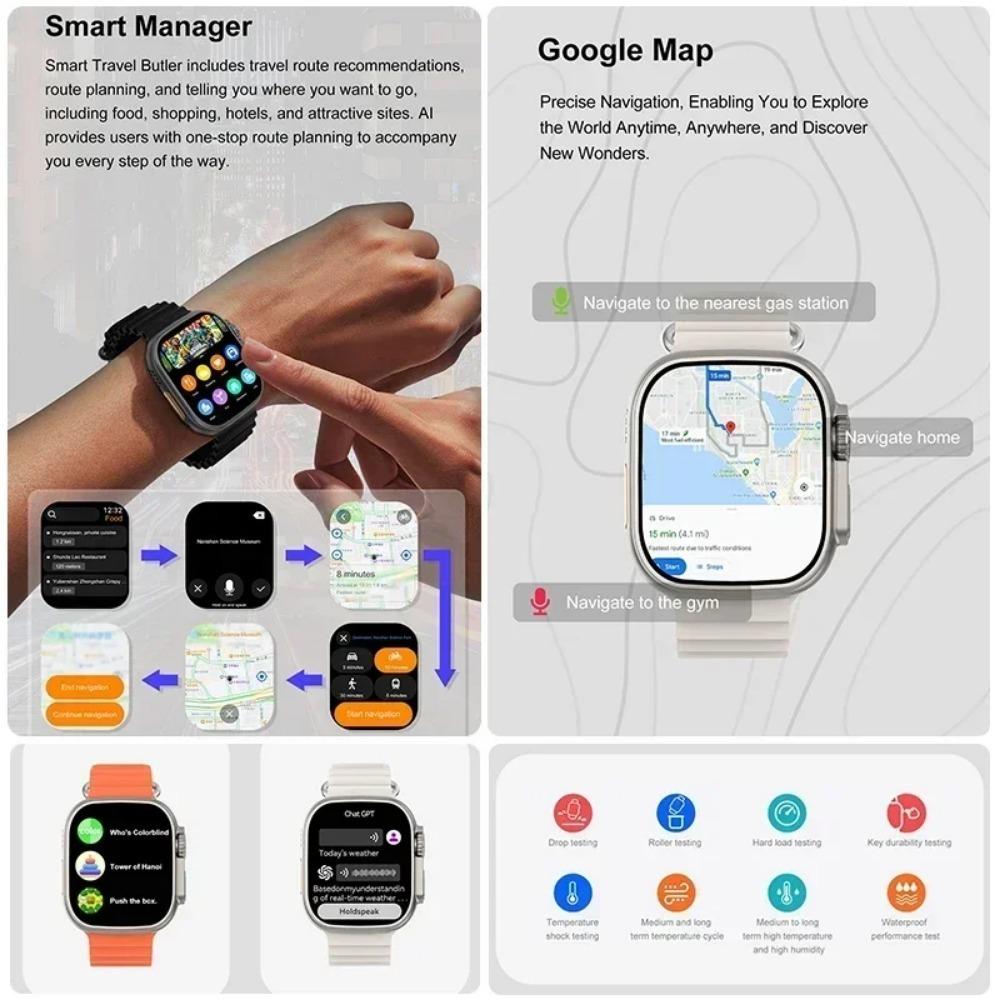 2025Новые DT Ultra 3 Pro Google map NFC Смарт-часы 32G Память Музыка Видео NFC Bluetooth Звонок Водонепроницаемые Смарт-часы