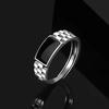 New Fashion Checkered Ring for Luxury Men Retro Hip Hop Silver Color Open Finger Ring Punk Student Jewelry Accessories Gifts