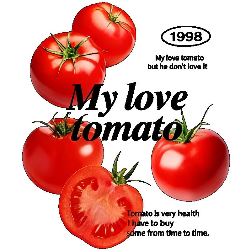 Футболка оверсайз с принтом черных помидоров и надписью My Love Tomatoes, повседневная одежда для женщин, летние наряды, уличная мода, трендовый топ
