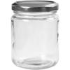 Clear Glass Jar with Silver Metal Screw Lid. Ref 55909