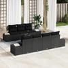 VidaXL 8-Piece Garden Sofa Set with Cushions Black Poly Rattan 3346973