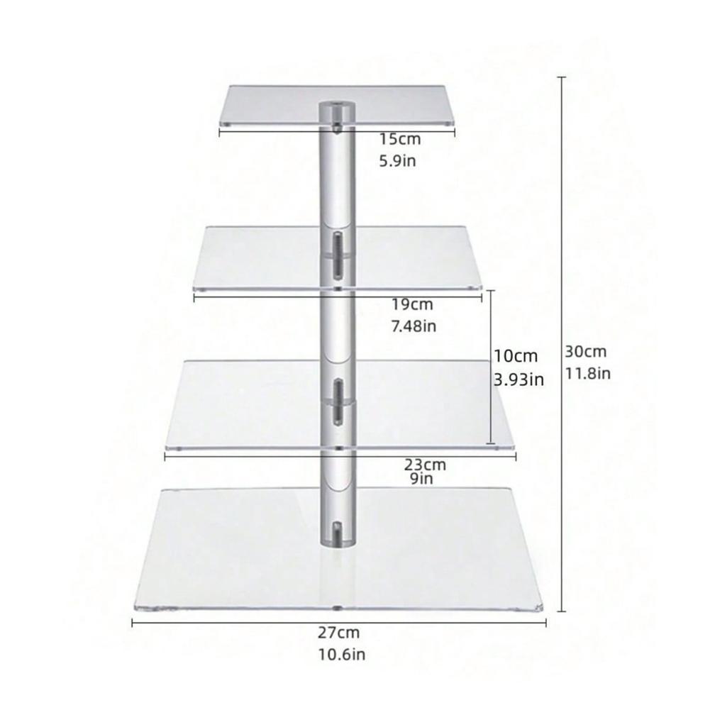 Unique Square Acrylic Multi Tier Cupcake Display Stand with LED Lights for Weddings and Birthday Parties (Without battery)