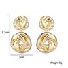 Creative Double-layer Twist Metal Drop Earrings For Women New Exaggerated Temperament Gold Color Personality Jewelry