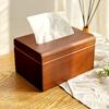 Walnut Color Magnetic Wood Tissue Box - Modern Chinese Style for Dining & Living Room or Hotel Use