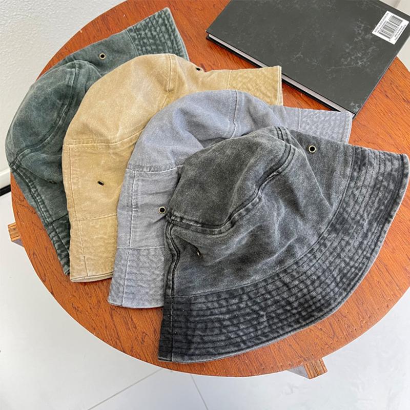 Корейская панама, винтажная мытая ковбойская рыбацкая шляпа, модная панама для пар для мужчин и женщин, дышащая однотонная пляжная шляпа