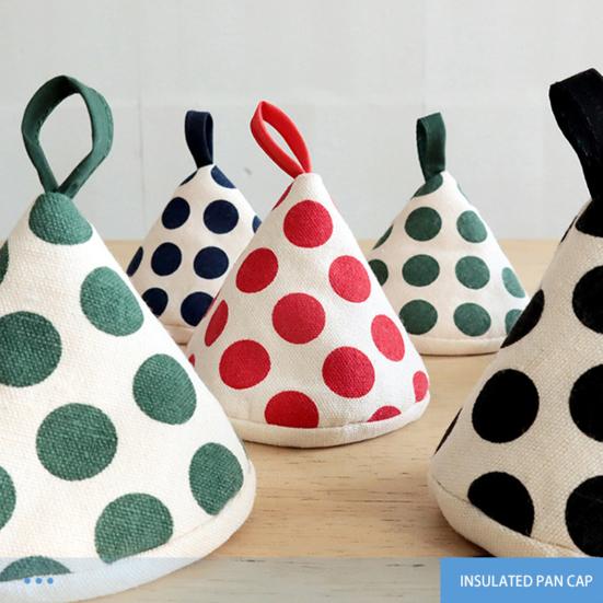 Треугольная хлопковая крышка ручки кастрюли. Жаропрочная точечная печать. Устойчивая к ожогам подвесная петля. Толстая мини-кухонная сковорода. Крышка сковороды. Ручка-держатель. Рукав.