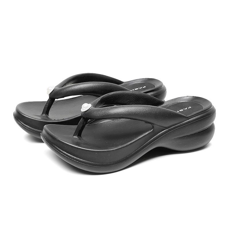 Женские шлепанцы на высоком каблуке с толстой подошвой, верхняя одежда, пляжный отдых, мягкие модные тапочки из ЭВА с облачной подошвой на наклонном каблуке, тапочки с мягкой подошвой