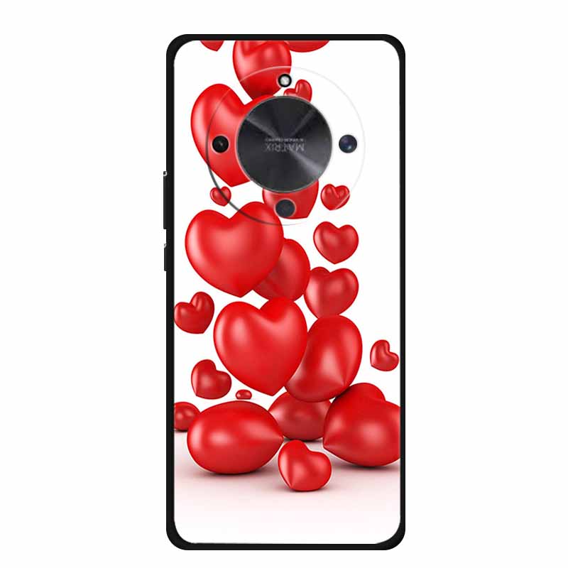 Чехол для телефона для Honor X70 5G 2025 Чехол X 70 Coque Цветы Черный Силикон Мягкая Задняя крышка для Honor X70 Чехлы HonorX70 Funda 6.79"