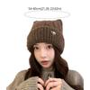 Casual Solid Color Cat Ears Pullover Hat Warm Japanese Style Woolen Knitted Hat Bow Ear Protection Women Beanie Hat Girls