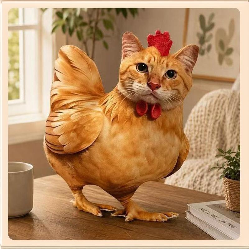 Creative Cat Chicken Shaped Plush Toy Soft Fluffy Stuffed Doll Non-Irritating Fabric Perfect for Home Decor Baby Shower Gift Option