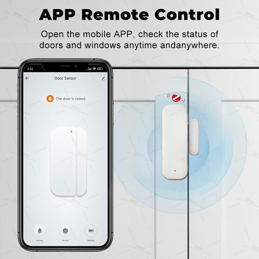 Tuya Zigbee Датчик открытия/закрытия двери и окна Сигнализация Детектор Взломщик Магнитный контакт Открыть Закрыть Alexa Google Smart Life Безопасность умного дома