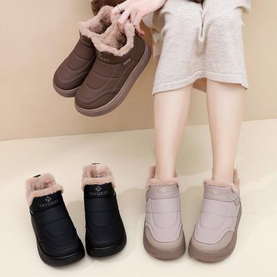 Обувь: Женские новые флисовые теплые зимние сапоги, повседневные, удобные, нескользящие, обувь для мам на одну ногу
